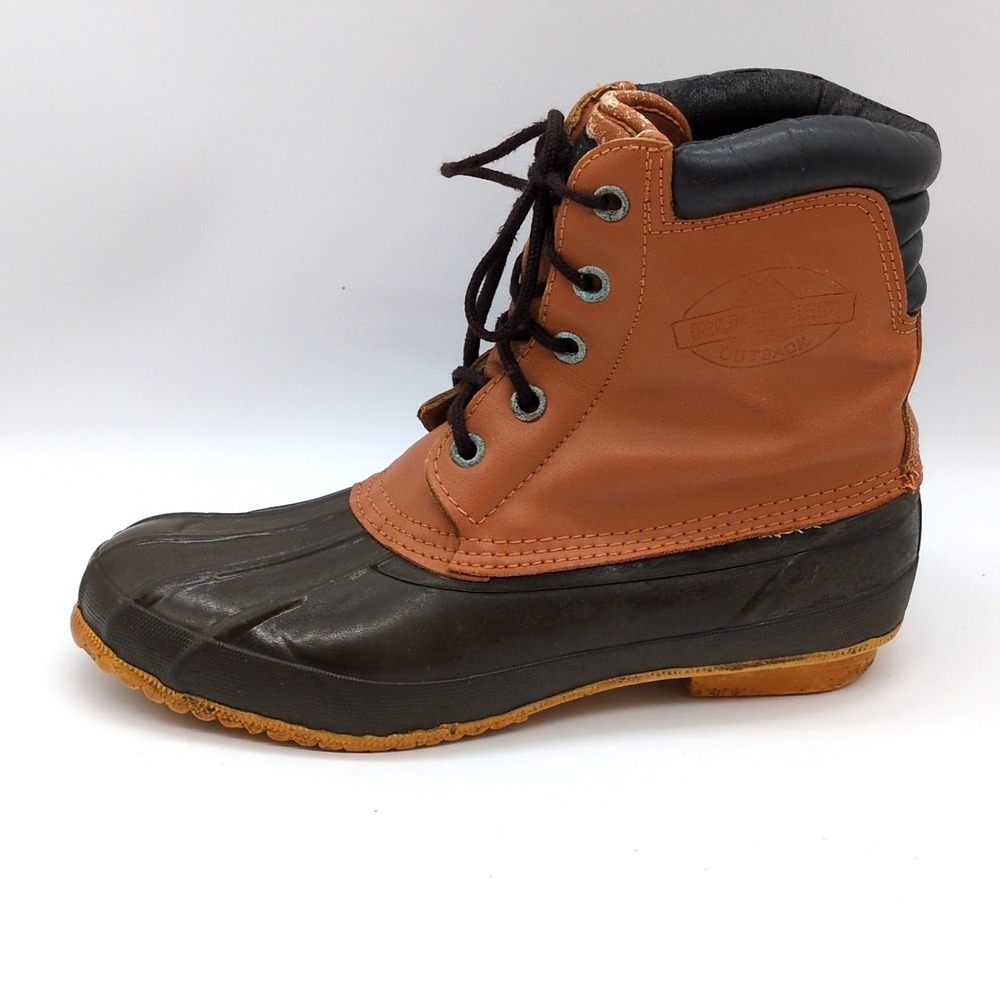 Rugged Outback Boots Mens Brown 8 Leather Rubber Duck‎ Shoes Insulated Warm Work